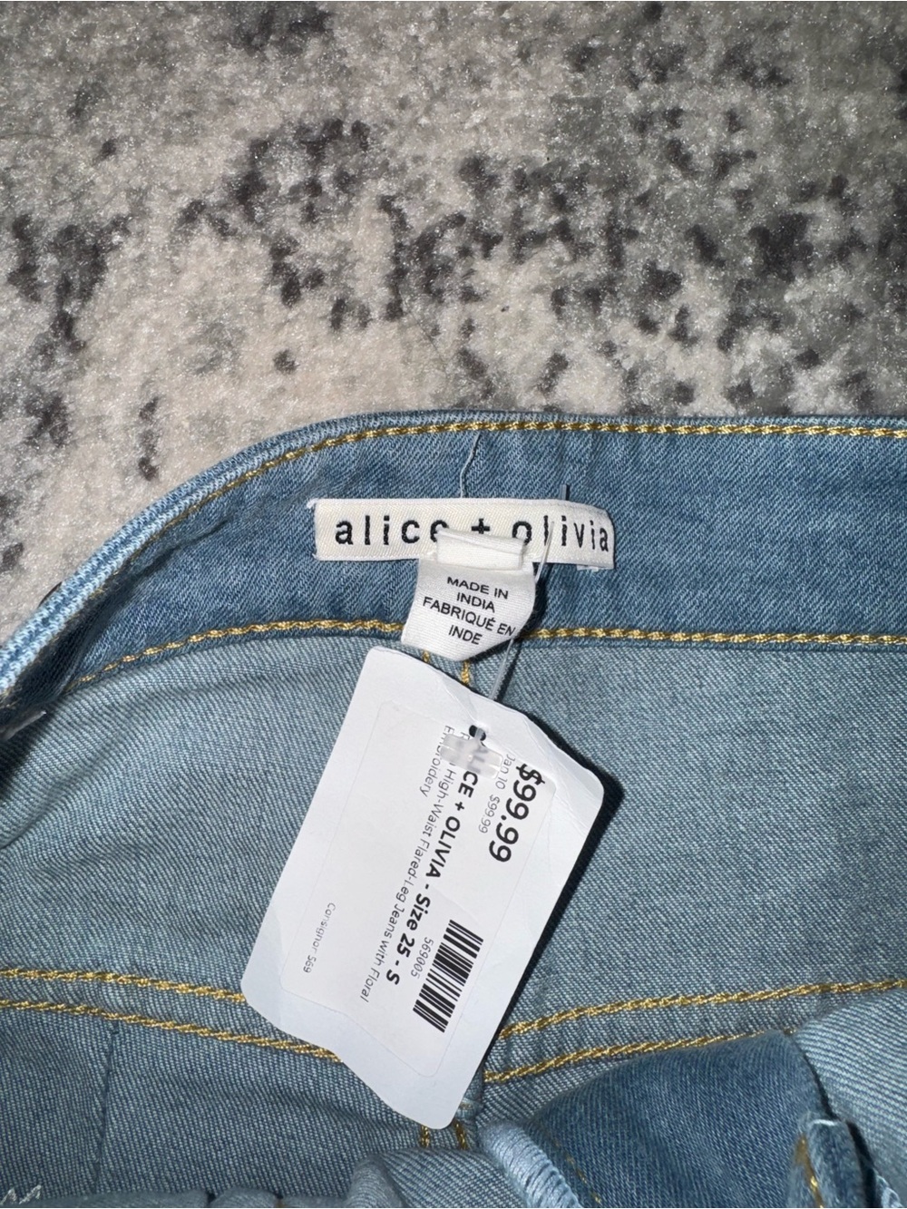 Alice + Olivia High-Waist Flared-Leg Jeans with Floral Embroidery - Picture 5 of 5